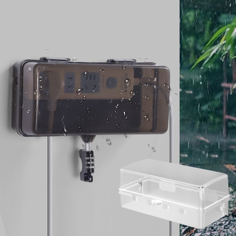 Outdoor Power Strip With Cover - Portable Plastic Plug Box Anti-theft Waterproof