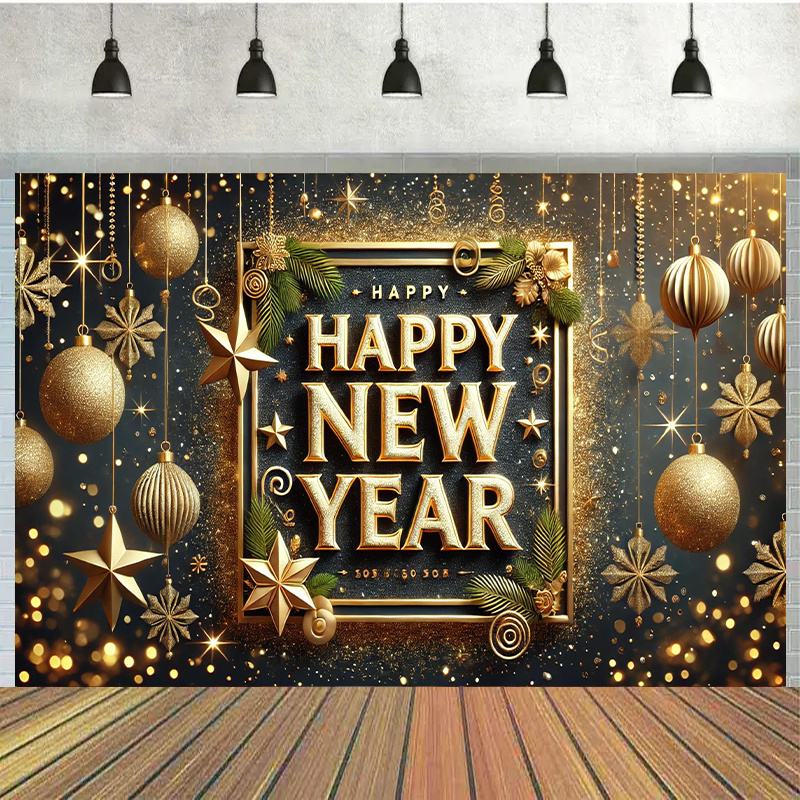 Outdoor Power House - Golden New Year celebration backdrop, suitable